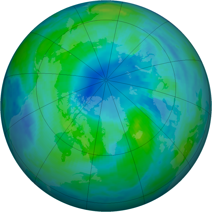 Arctic ozone map for 07 October 1996